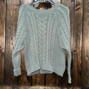Aerie Cable Knit Sweater - Sage Green